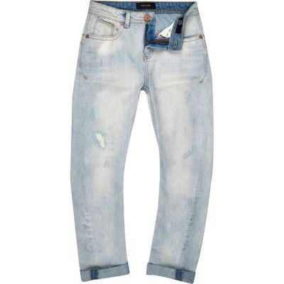 Boys light wash Chester tapered jeans